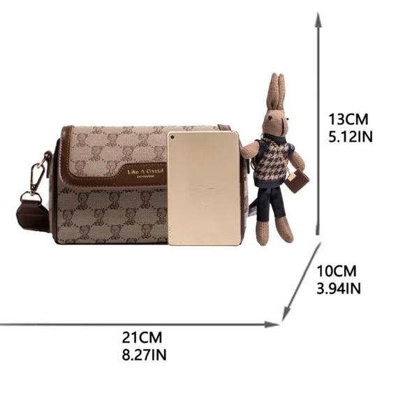 Women’s Cartoons Crossbody with Lucky Charm Rabbit In Khaki - Picture 6 of 12